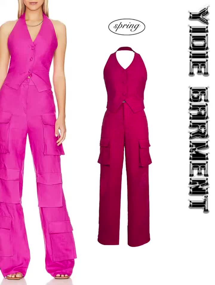 pink cargo wide Leg trousers