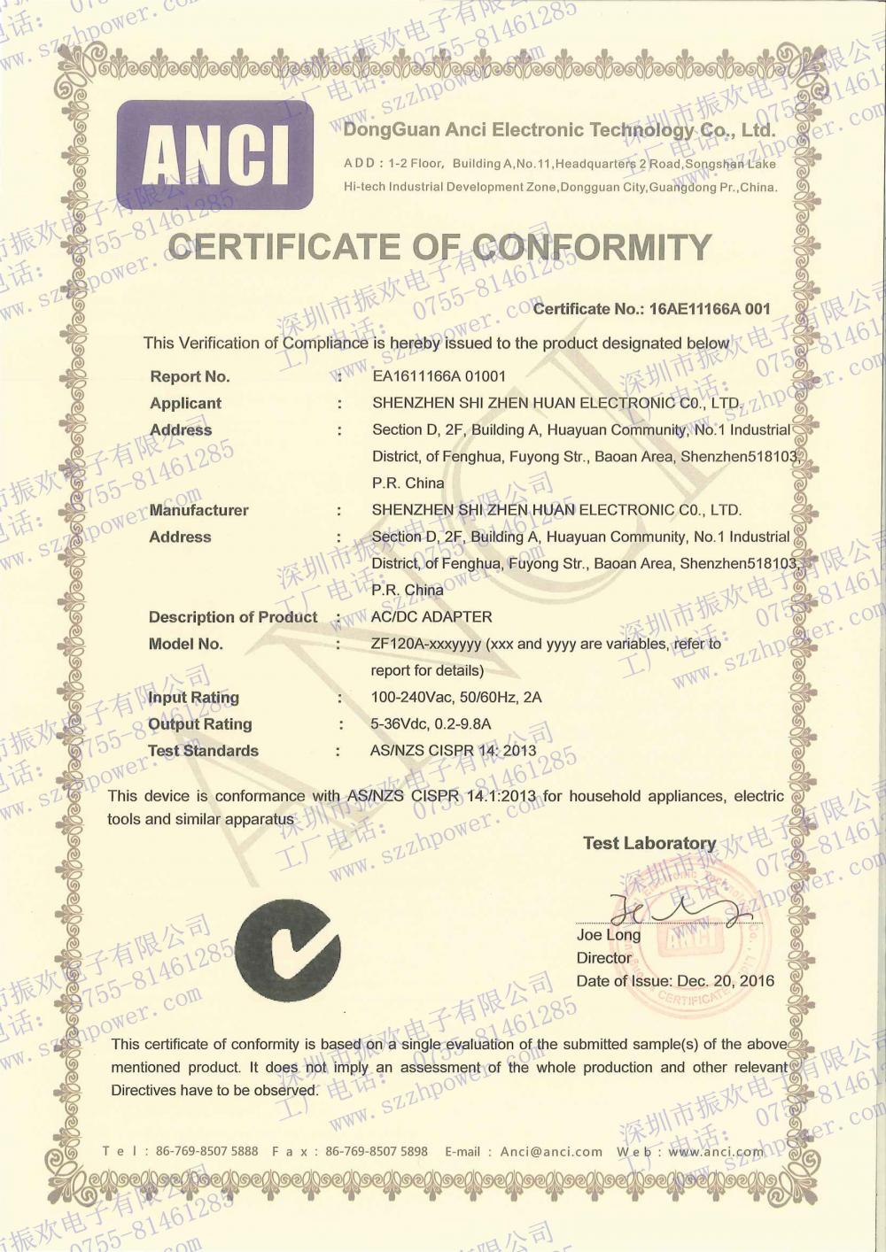 C-Tick certificate