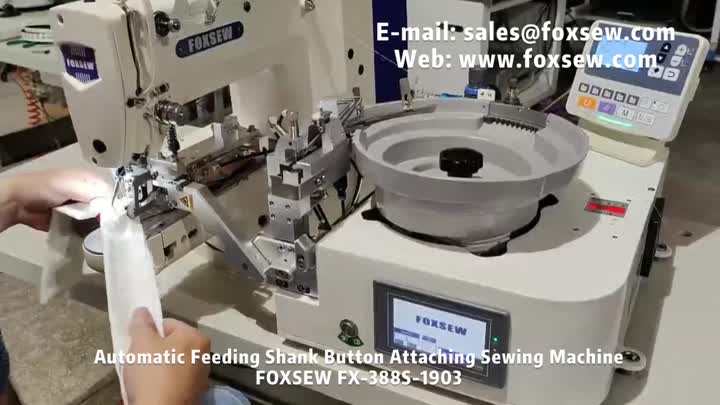 Máquina de coser con botón de vástago de alimentación automática