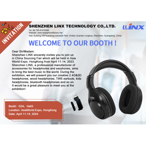 مصنع سماعة الرأس Linx يحضر 2024 هونج كونج إلكتروني معرض
