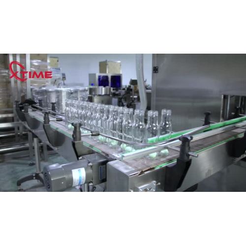 Sauce filling capping labeling and  label cover shrinking production line