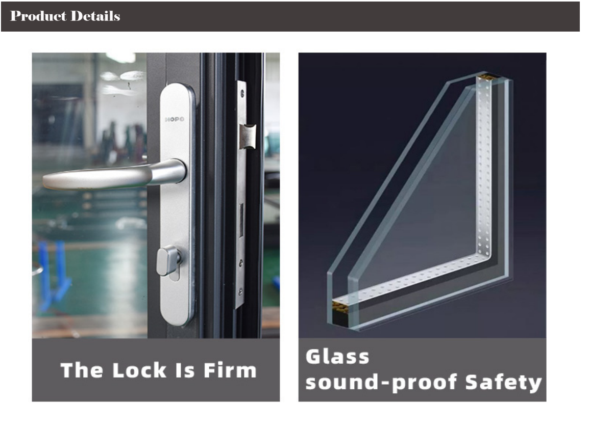 KHL88A Series Fly Screen Integrated Aluminum Swing Doors Casement Hinge 6mm Double Glass With Lock