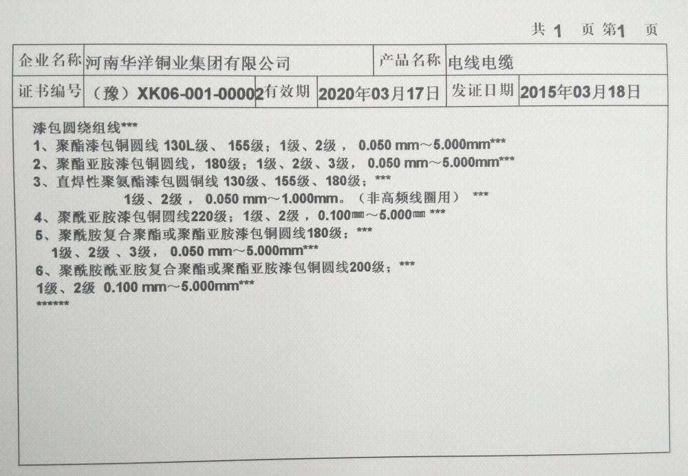 National industrial production license