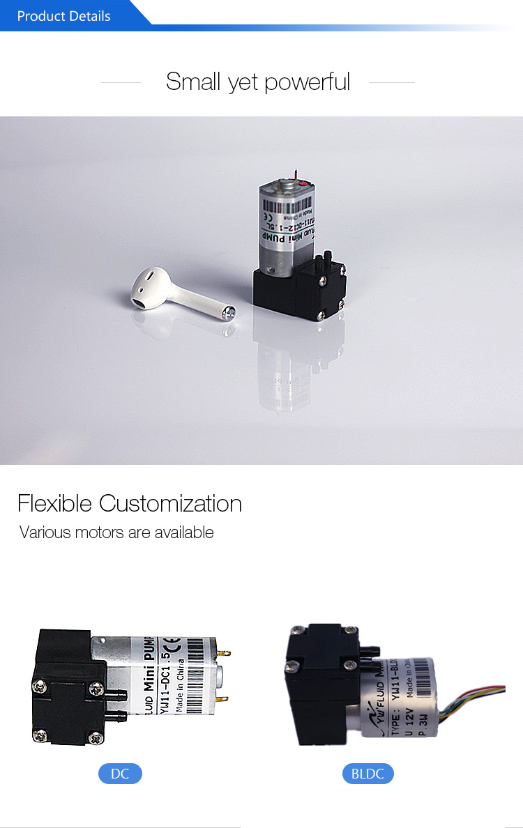 YWFluid Chemical Resistanc Miniature Pumps avec moteur BLDC utilisé pour l'analyse des échantillons