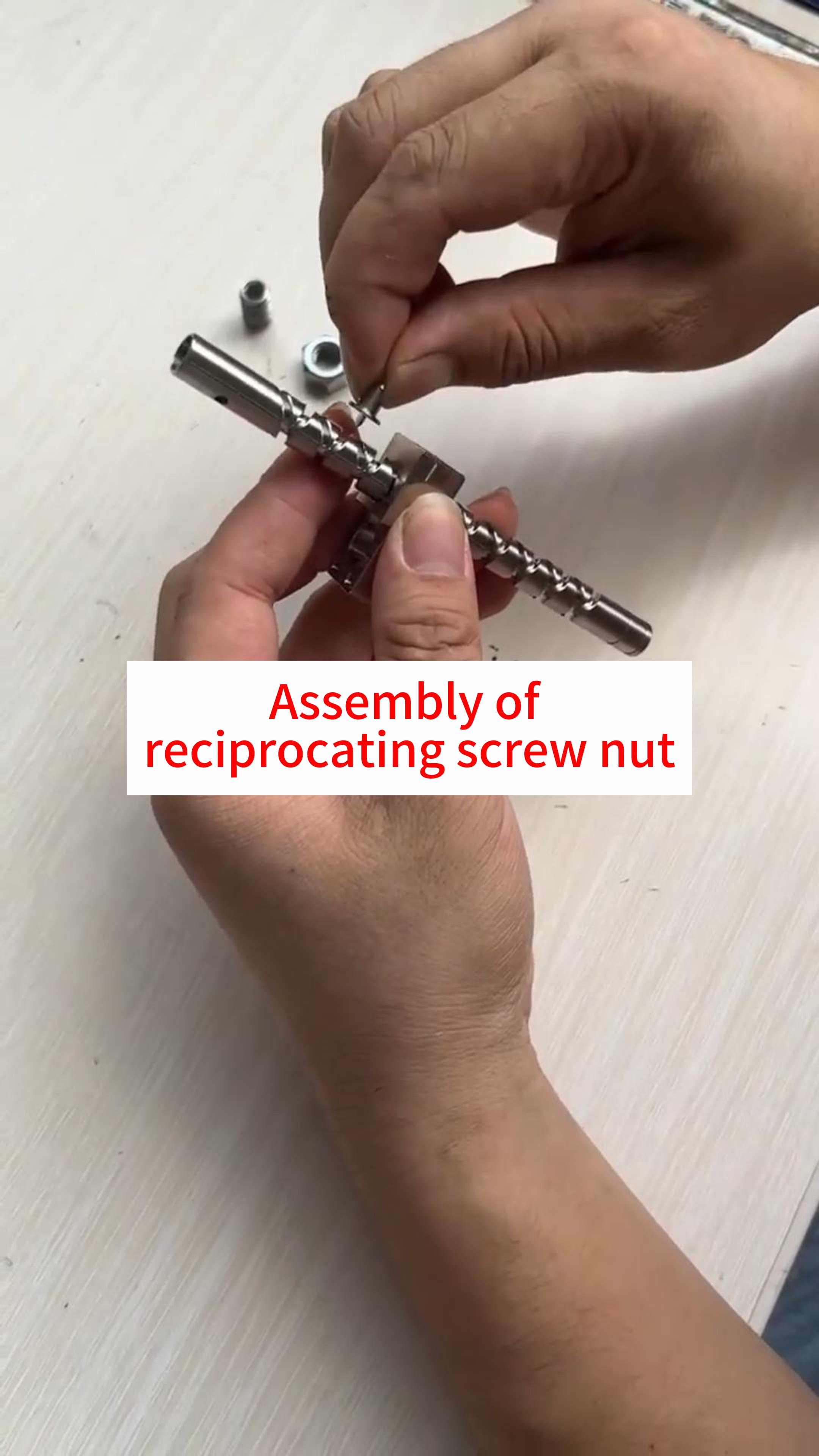 Assembly of reciprocating threaded screw nut