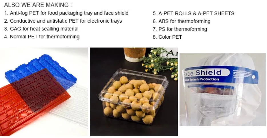 Kosongkan Thermoforming 1 mm Pet Petg Gag Film Sheet Roll Waterproof Thermoformable Pet Film untuk Pembungkusan