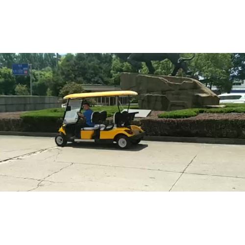 Carrello da golf elettrico giallo a 6 posti che guida video.mp4