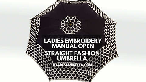 Ladies Embroidery Manual Open Straight Fashion Umbrella