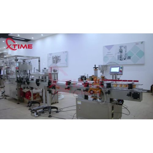 Plastic can  capping and Aluminum foil sealing and labeling production line