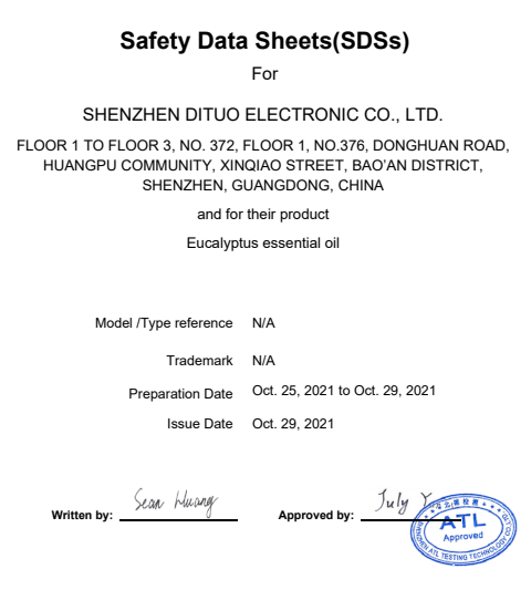 SDS of Eeucalyptus Essential Oil