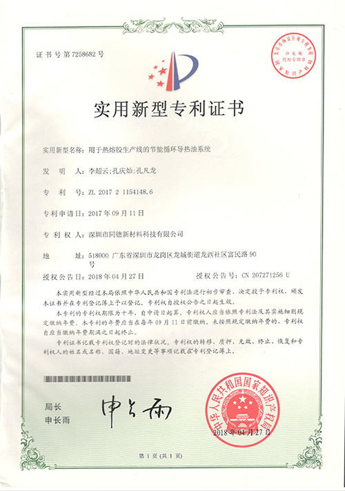 Patent certificate