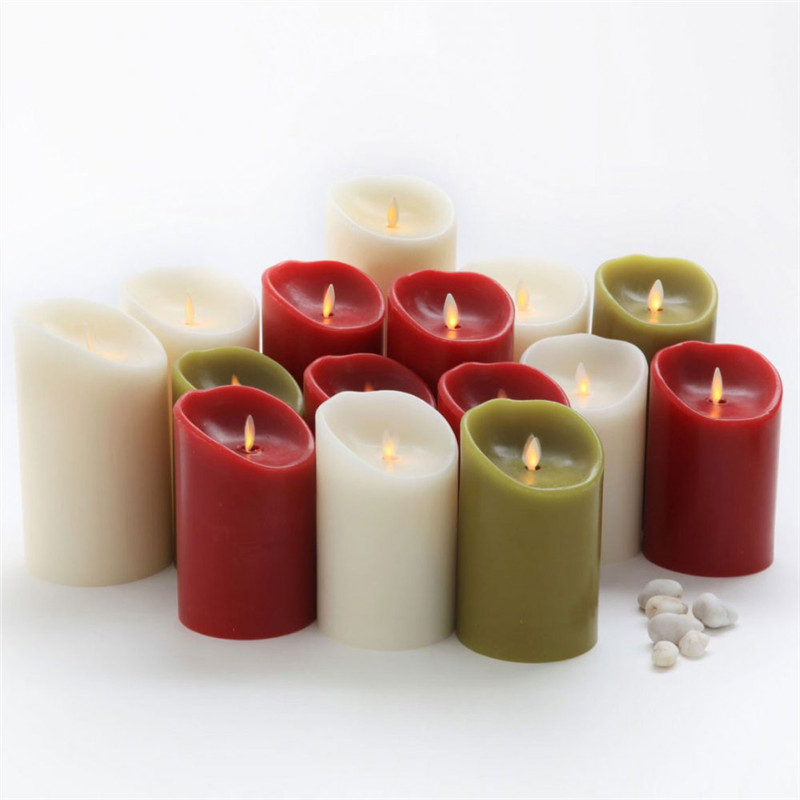 Red color moving wick pillar candles