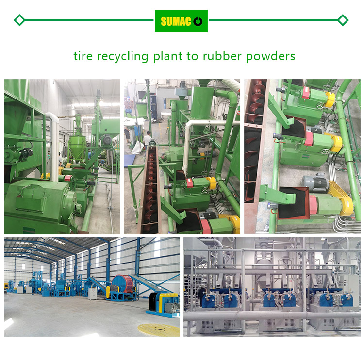 Tyre recycling machine to powder