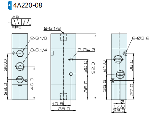 4A220-08 Airtac Tipi Hava Pilot Pnömatik Valf 5 Yollu 2 Pozisyon 0