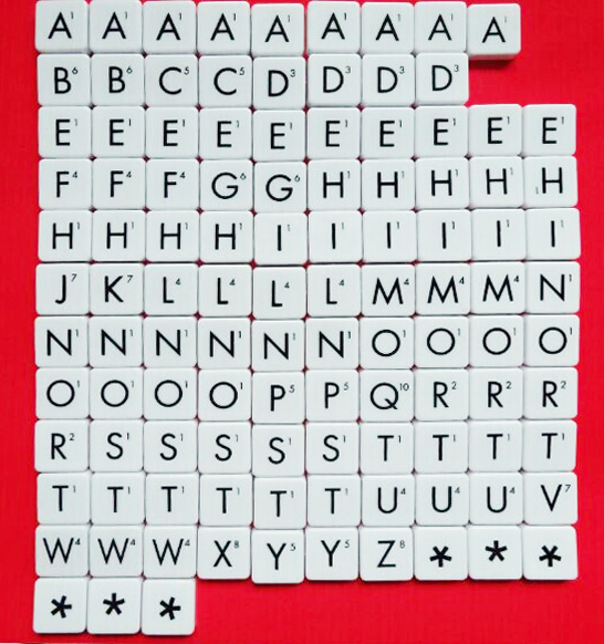 110pcs English Vintage Letter Plastic Scrabble Game Fliesen