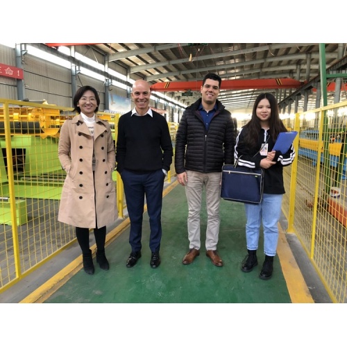 Brazilian customers visit our glazed tile roof sheet roll forming machine