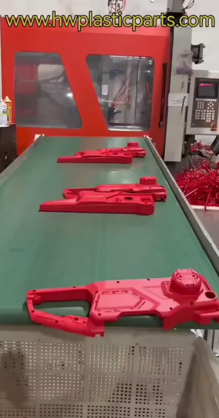 Injection molded red plastic parts