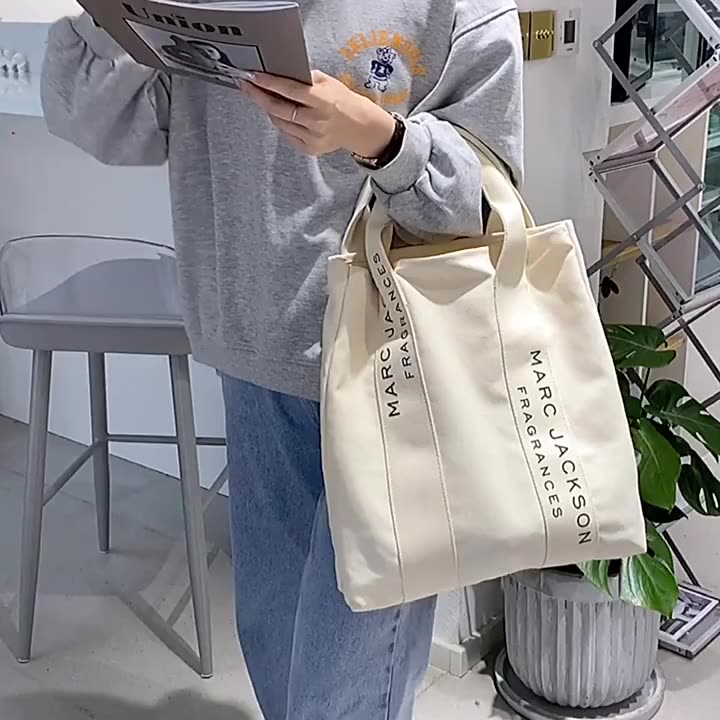 Fashionable 16 OZ Canvas Cotton Reusable Travel Hand bag Women Solid Color Casual Custom Printed Large Natural Canvas Tote Bags1