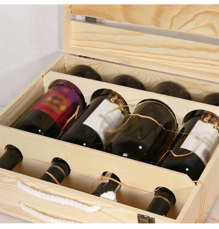 custom pine wooden wine crate storage gift box