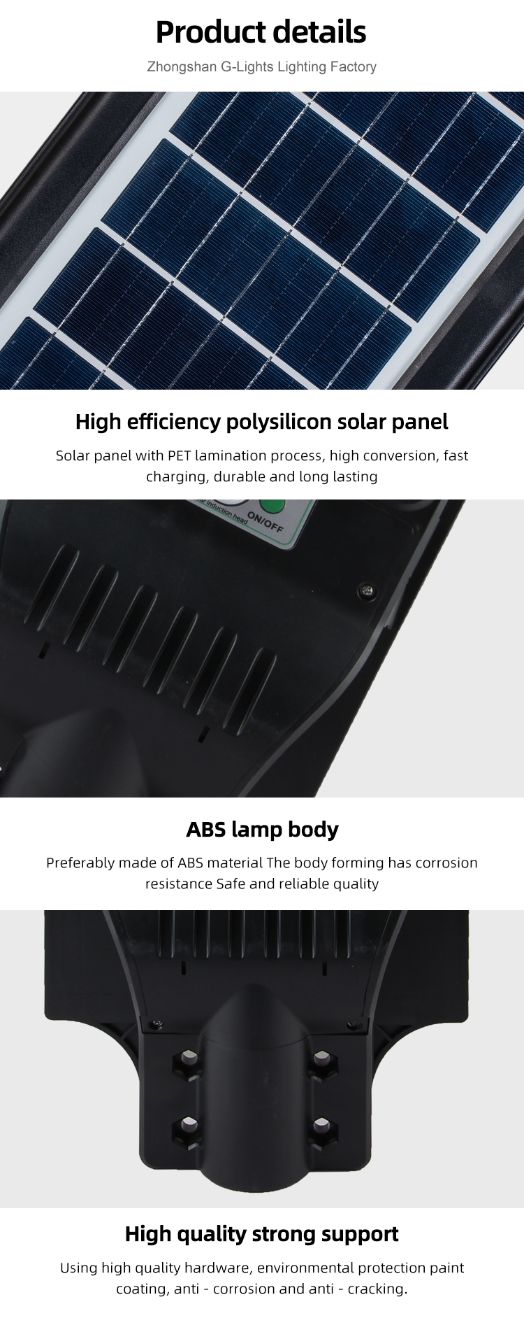 IP65 خارجي مقاوم للماء SMd ABS 60120180240300 W الكل في واحد مصباح الطريق بالطاقة الشمسية LED المتكامل