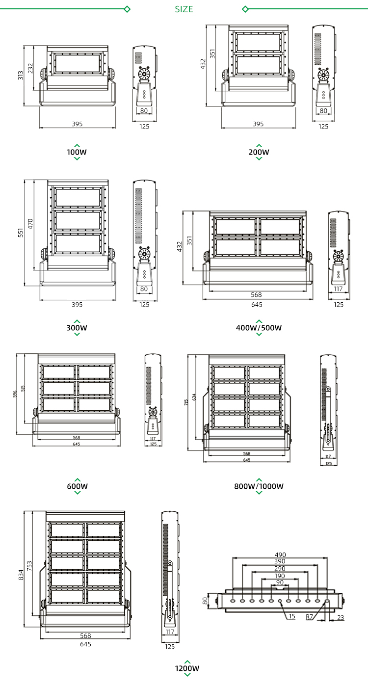 Wysokiej jakości regulację produktów LED powódź LED 180000 LUMEN LED Outdoor Stadium Light