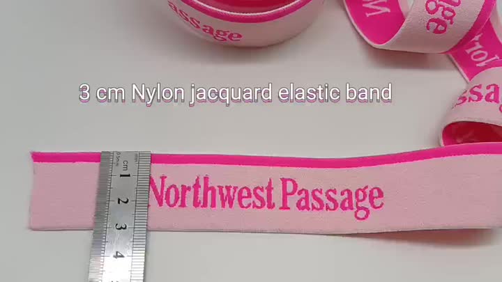 Nylon material pink jacquard elasitc band