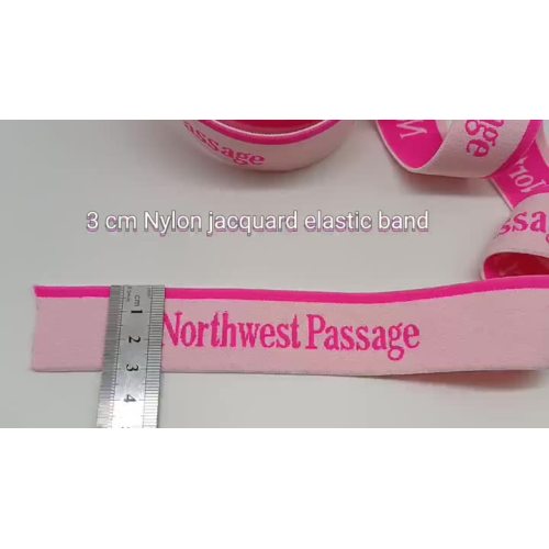 Nylon material pink jacquard elasitc band