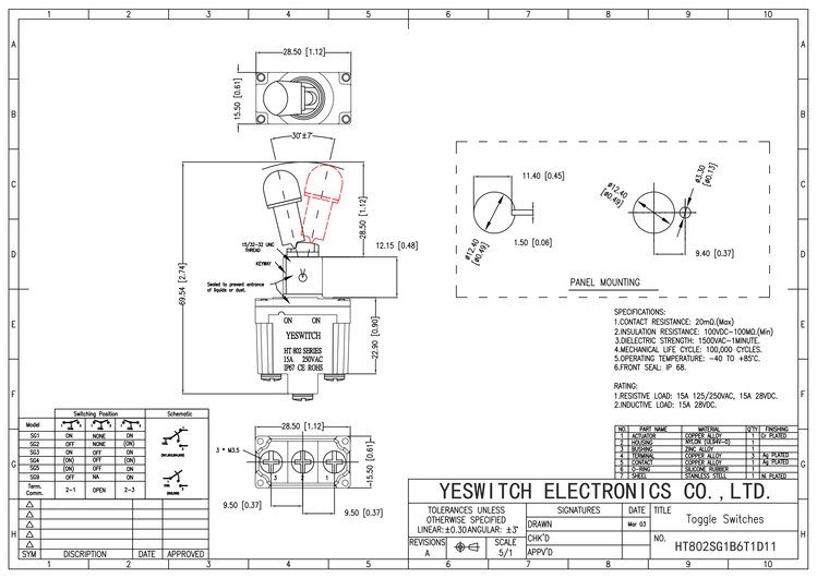 Toggle Switch Drawing