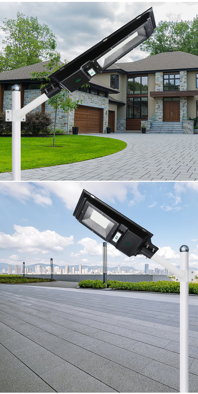 Sensor de radar con control óptico ip65 impermeable al aire libre 60w 100w todo en uno precio de luz de calle solar led