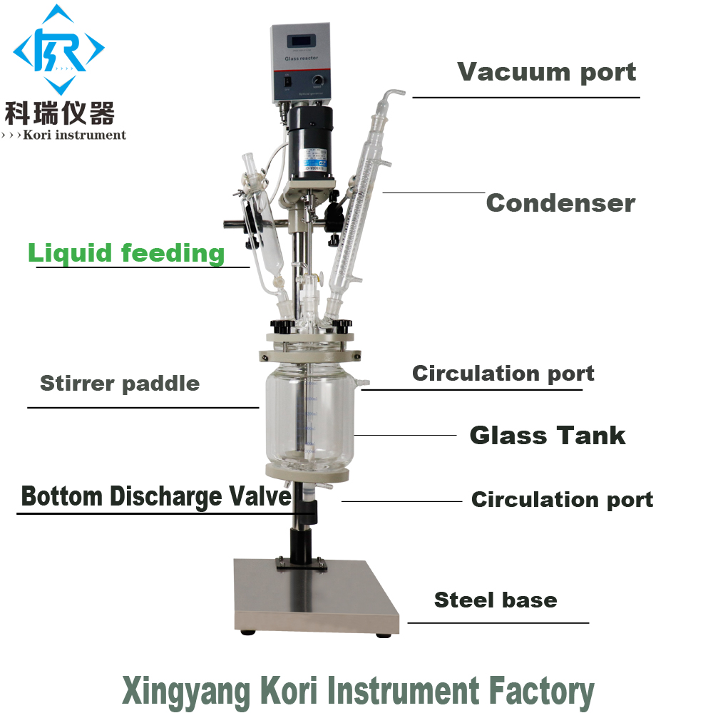 DF-2L Single Layer Glass Reactors with Digital display for Lab Mixing