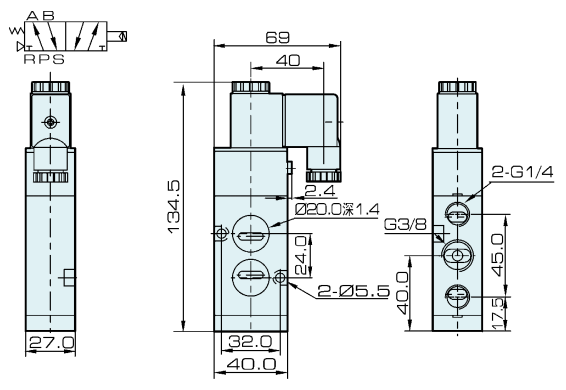 4M310-10 Airtac Type Namur Type Solenoid Valve 5/2 Way 0