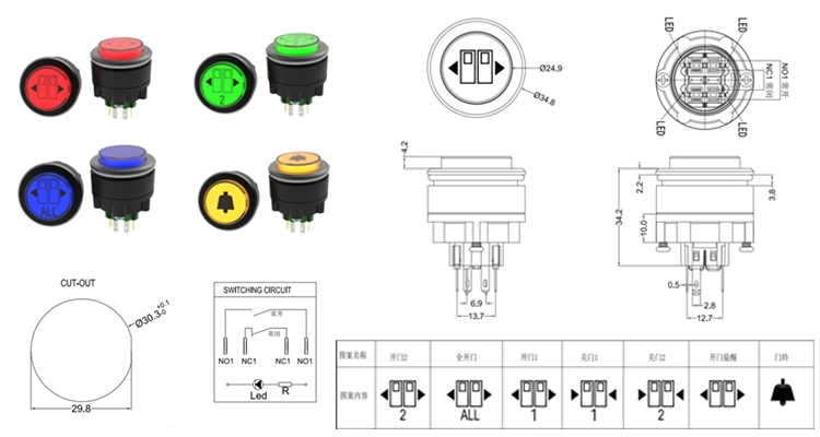 Công tắc nút bấm bằng kim loại IP67 30mm