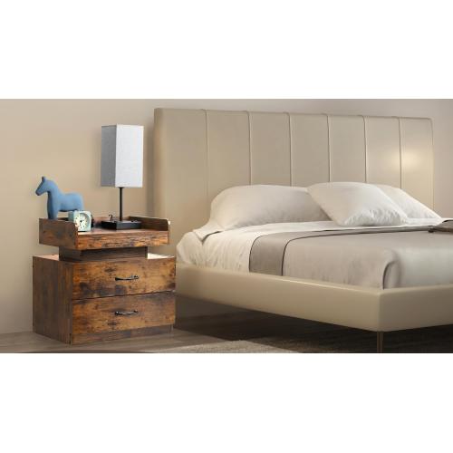 Large Capacity Storage Nightstand with Light Belt