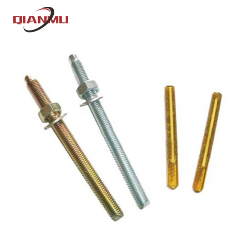 Chemical Anchor Studs Anchoring Fasteners Galvanized Zinc Plated Chemical Anchor Bolt Stud Bolt Through Boltm8-M30, 3/8′---1-1/4′