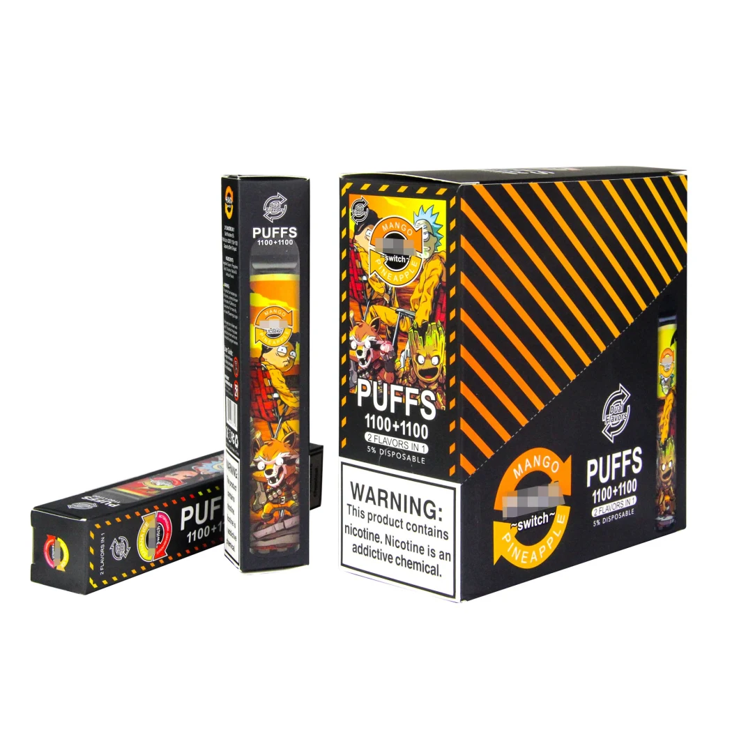 2021 Cigarro Eletrônico descartável de Venda Quente 1100 + 1100 Puffs Caneta Vape descartável