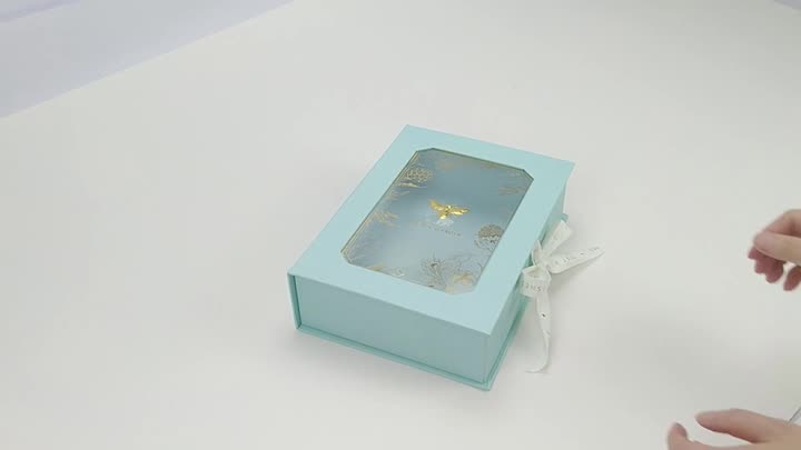прозрачный ПВХ окно подарочная коробка золотой логотип.mp4