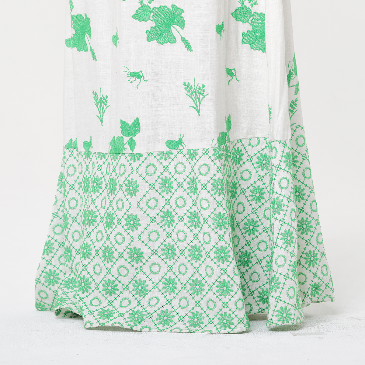 Embroidered Scrabble Up Floor Lengtl Dress Embroidered Scrabble Up Floor Lengtl Dress