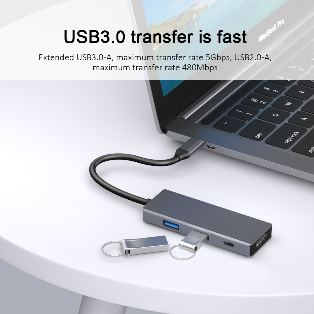 Aluminium 4-in-1 USB Type C Hub Adapter