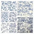 Blaue Tinte Chinese Sketch Historische Szenen Toile de Jouy Druck französischer Stoff für Tischdecke Polster111