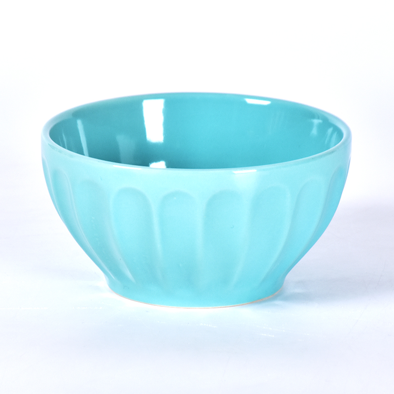 Amazon Factory Direct Color Emboss Stripe Modern Porcelain Ceramic Soup Bowl