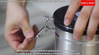 Wellway Airtight Coffee Canister with Built in Valve & Calendar Wheel