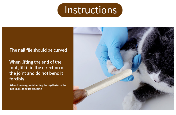 Factory Wholesale Upscale Wooden Handle Metal Pet Cat Dog Nail File