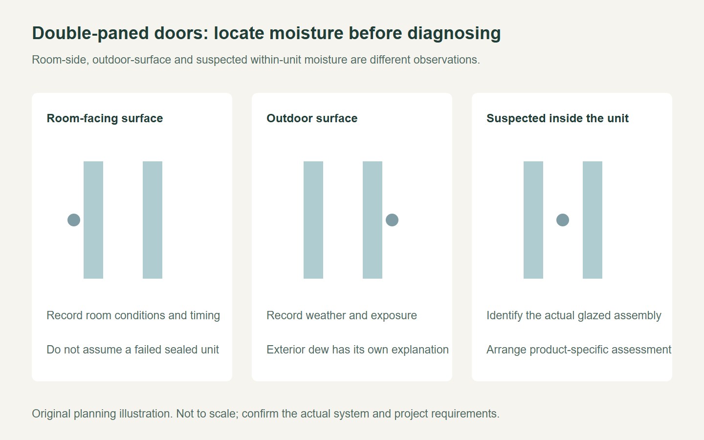 Original comparison of room-side, outdoor-surface and suspected within-unit moisture locations