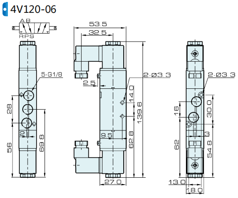 4A120-06 Valvola pneumatica a comando pneumatico tipo Airtac 5 vie 0