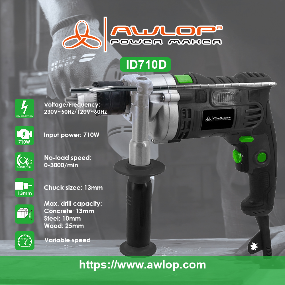 ID710D INWLOP Taladre de impacto con cable de 13 mm