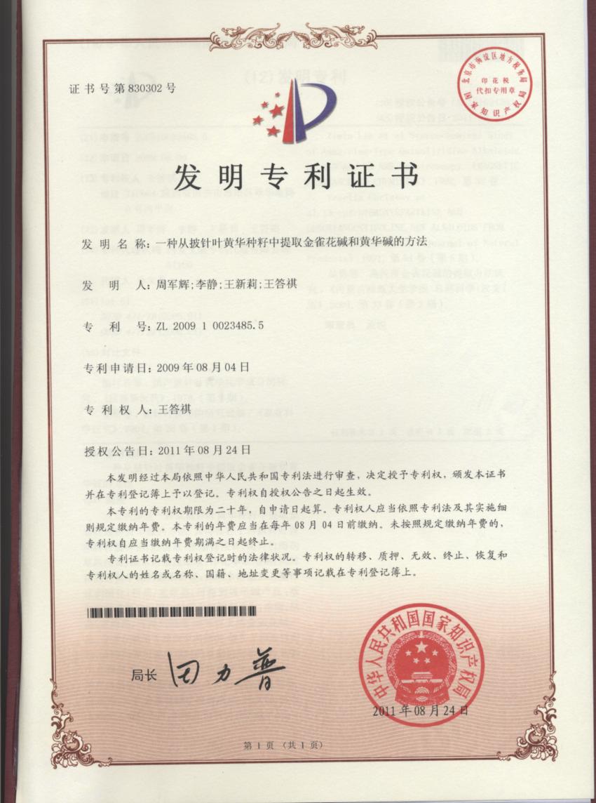 Patent Certificate