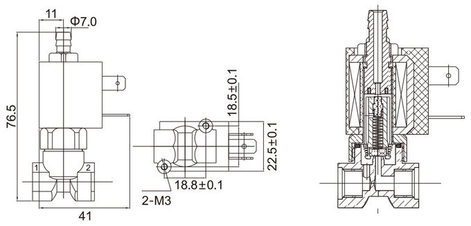 Válvula de solenóide de latão de 3 vias 24V 110V 220V para café expresso