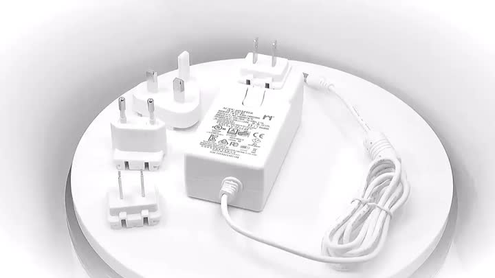 Interchangeable plugs power adapter white color