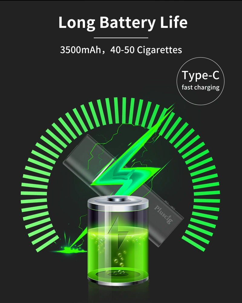 2021 ʻAʻole wela ka mea hoʻohana ʻo Pluscig S9 OLED hōʻike 3500mAh E-Cigarette Heating Device