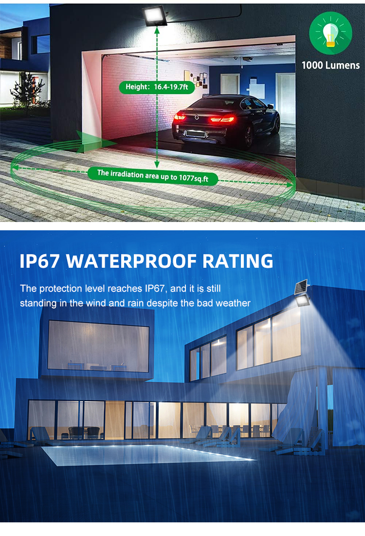 Prix ​​bon marché d'usine Ip67 imperméable extérieur ABS Smd 25W 40W 60W 100W 200W a mené la lumière d'inondation solaire
